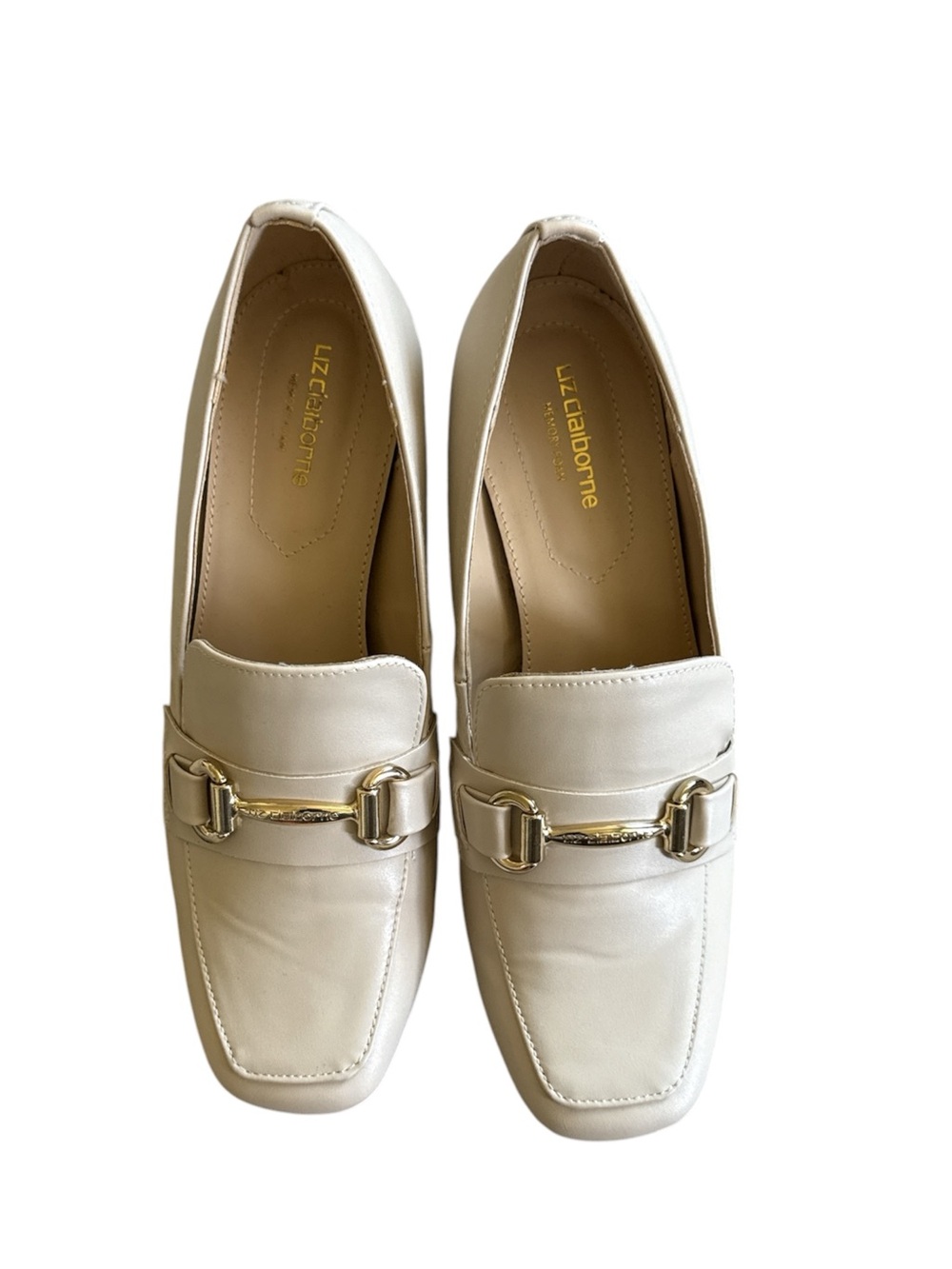 Liz Claiborne Cream Leather Bit Loafers